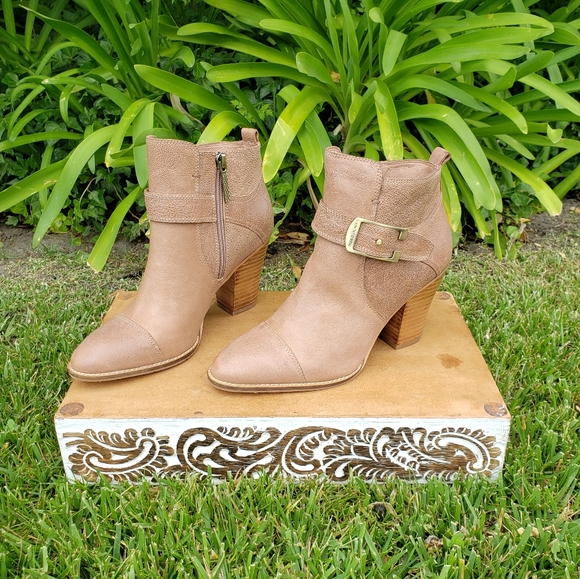 Beautiful Donald J. Pliner Natural/Neutral Leather Buckle Booties - Picture 5 of 13